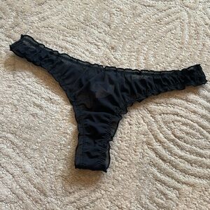 Unworn!! OUT FROM UNDER L Black Sheer Ruched Thong Underwear